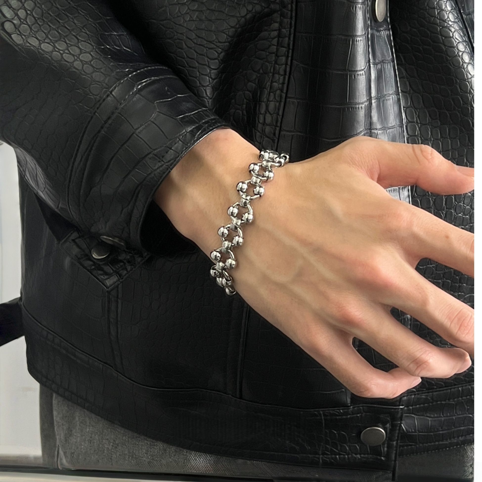 Streetwear Brand Niche - Pulsera de Acero Hueco Estilo Heavy