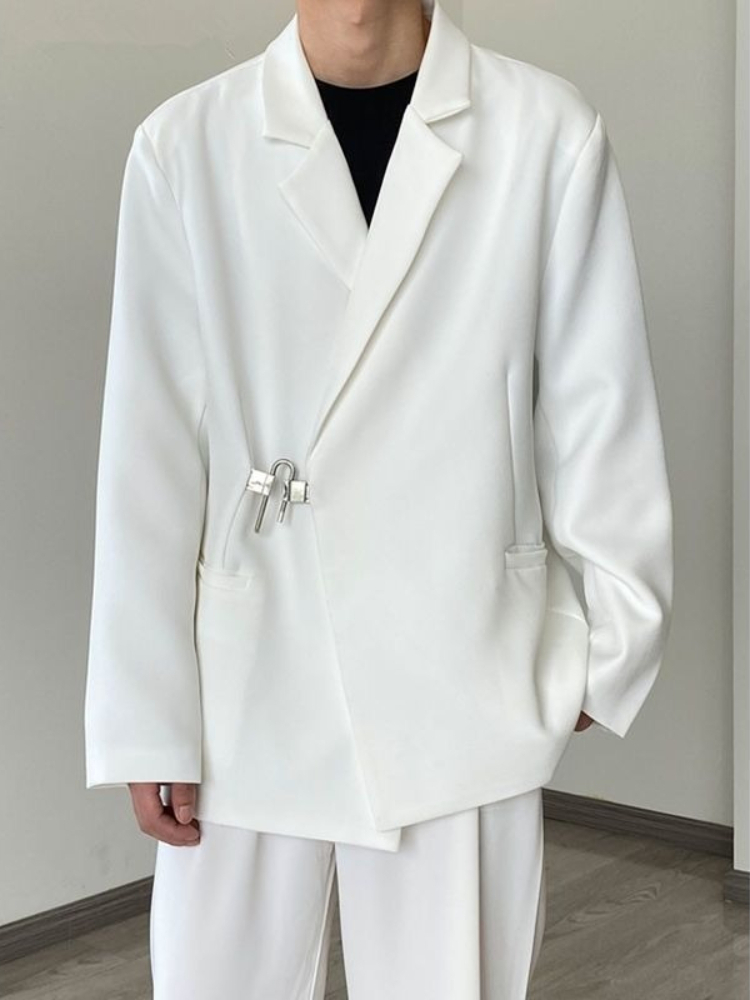 Streetwear Brand Niche - Conjunto de Blazer Casual Blanco para