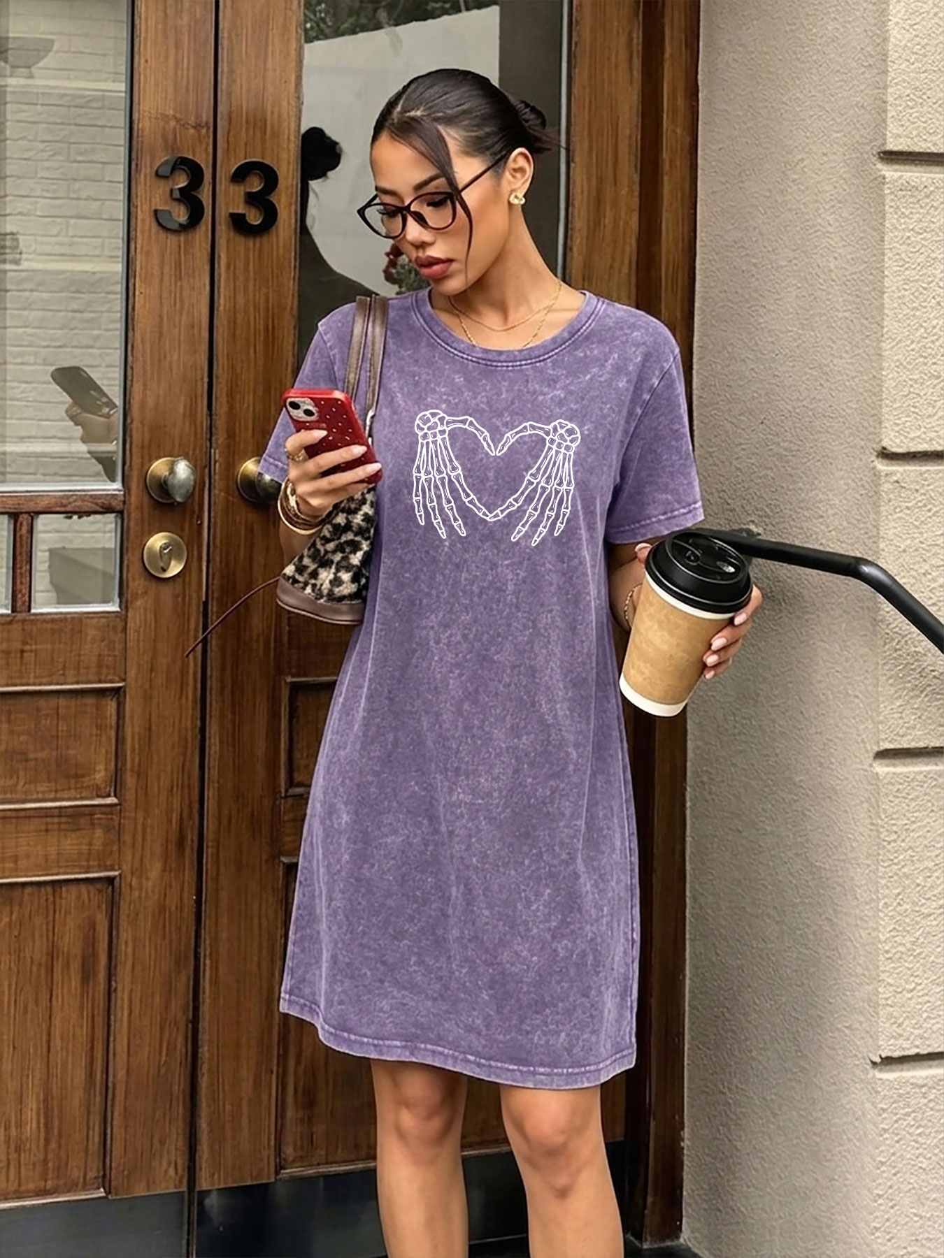 Streetwear Brand Heart - Vestido Camiseta Vintage Lavado y Desgastado