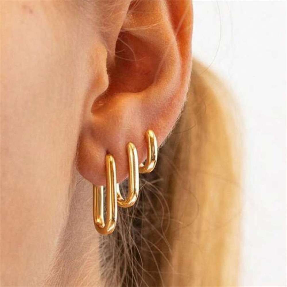 Streetwear Brand Accessories - Pendientes de aro elipse geométricos estilo